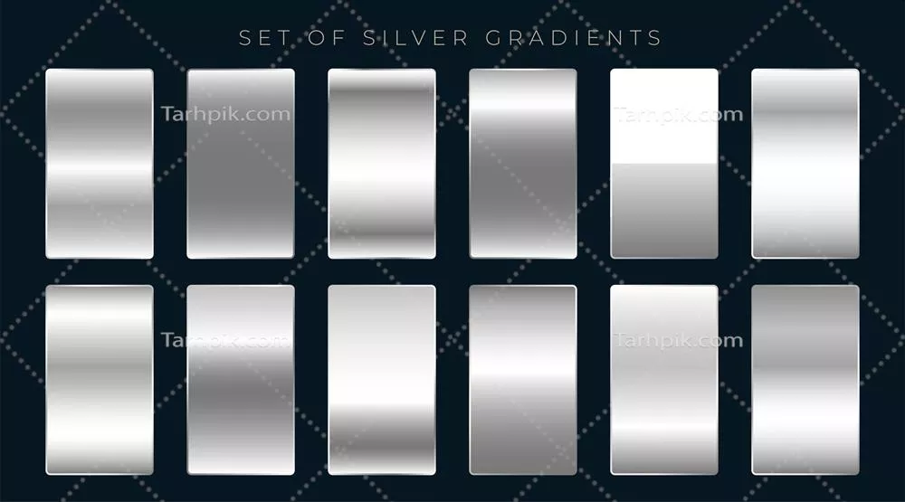 مجموعه گرادیانهای نقرهای و پلاتینی برای طراحیهای وکتور