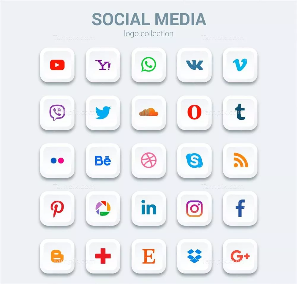 مجموعه آیکون های وکتور رسانه های اجتماعی برای طراحی گرافیک