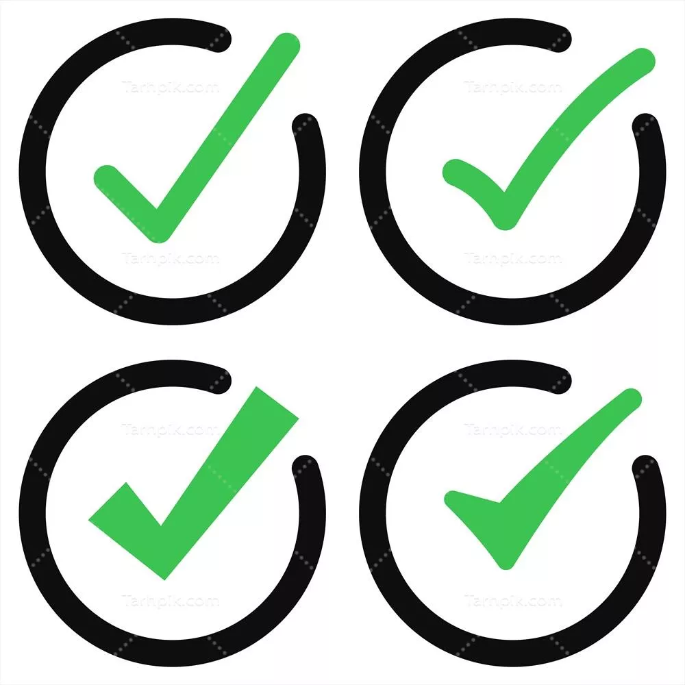 مجموعه خطوط جداکننده و علامت‌های تأیید دایره‌ای وکتوری