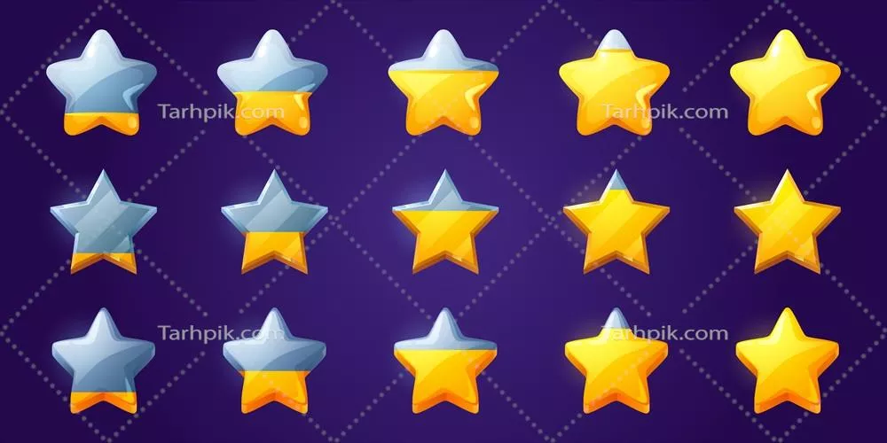 تنظیم امتیاز ستاره‌ها در بازی از ردیف‌های خالی تا پر برای وکتور