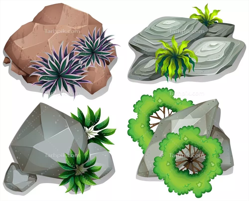 مجموعه وکتور سنگ و صخره برای طراحی و گرافیک