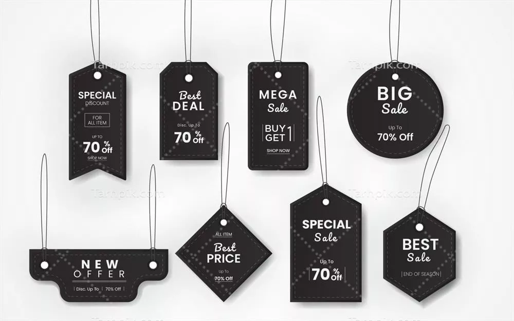 وکتور برچسب های فروش آویز با سبک وینتج برای دکوری جذاب و خاص