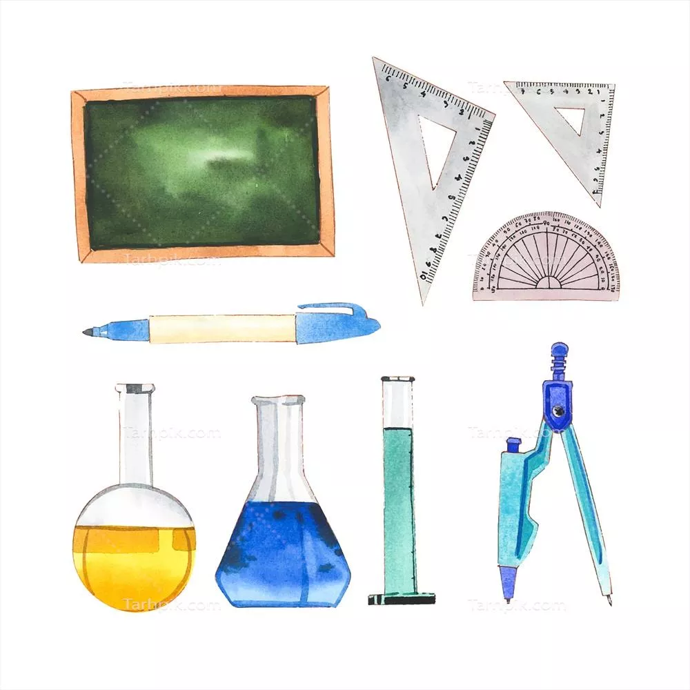 وکتور تجسمی از لوازم التحریر آبرنگی برای استفاده تزئینی و آموزشی