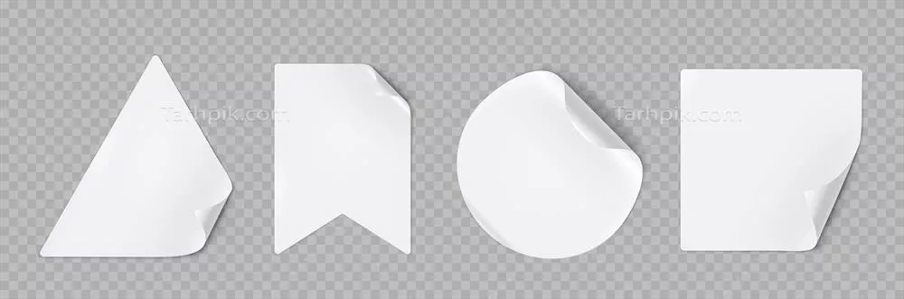 برچسبهای سفید با گوشههای جداشونده – طراحی وکتور برای استفاده در پروژهها