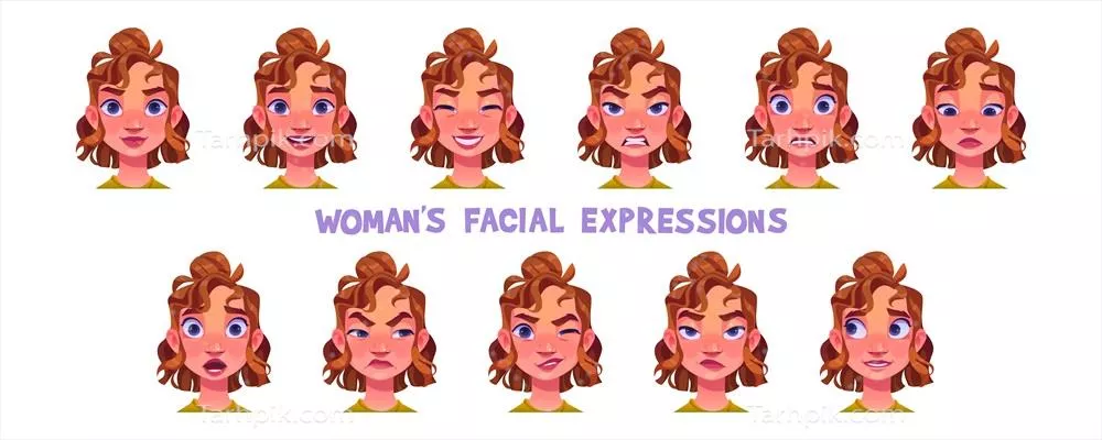 بازی مجموعه ای از شخصیت های زنانه با حرکات صورت و آواتار وکتور