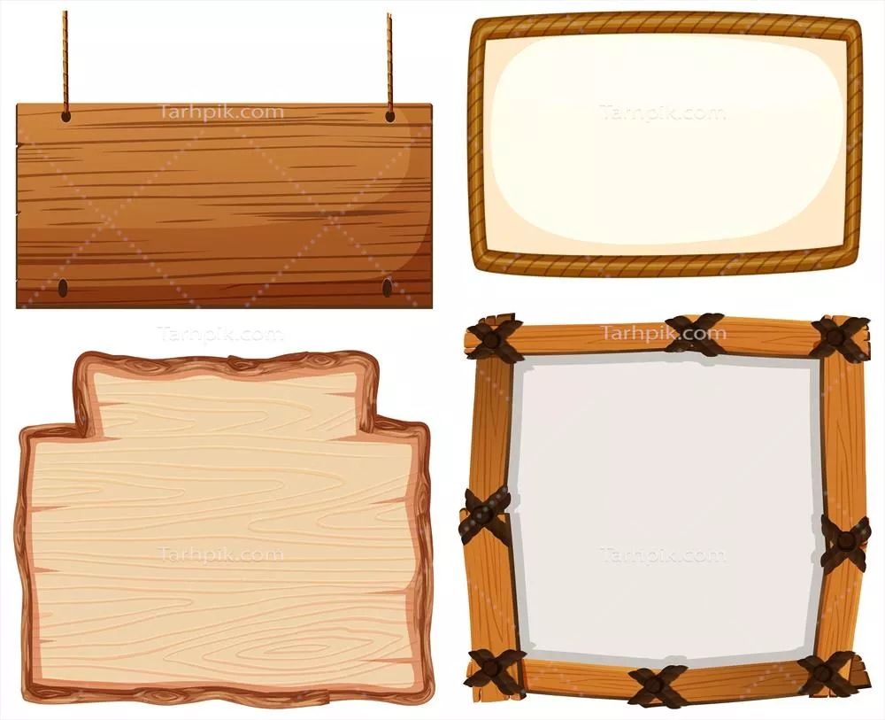مجموعه بنرهای علامت چوبی وکتور برای طراحی گرافیکی