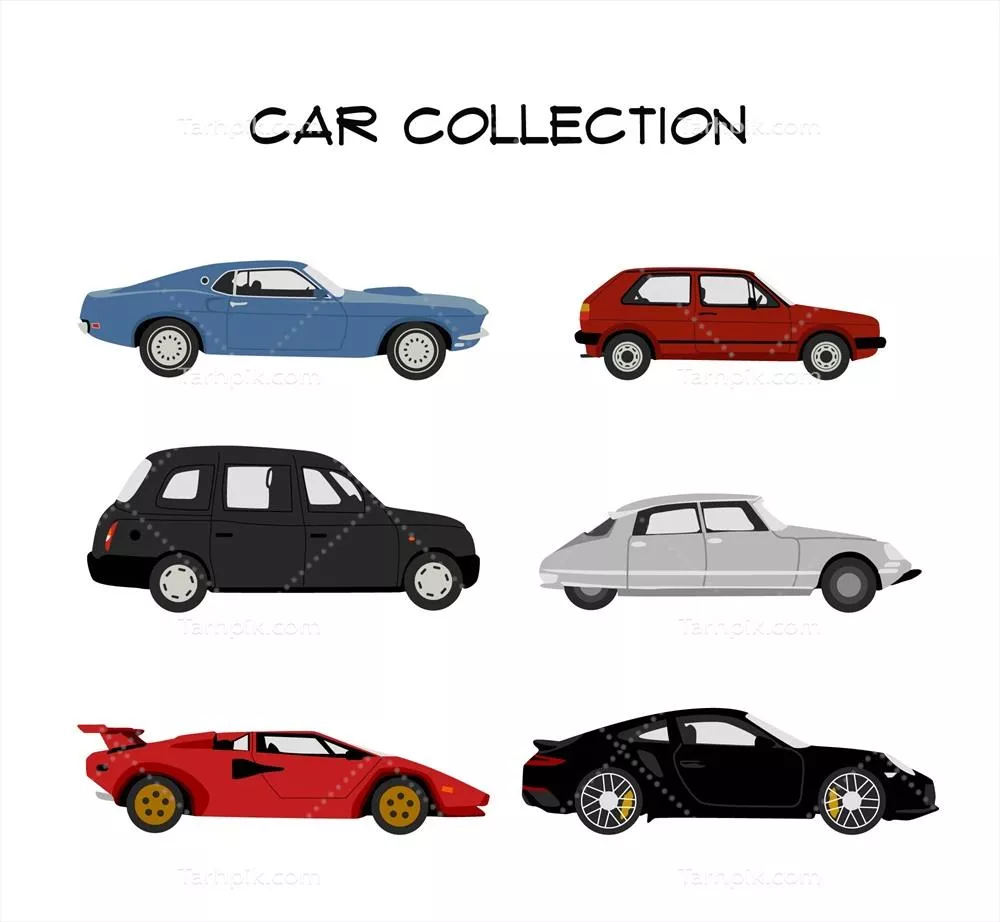 طراحی مسطح و وکتوری چندین خودروی فوق‌العاده برای عاشقان اتومبیل