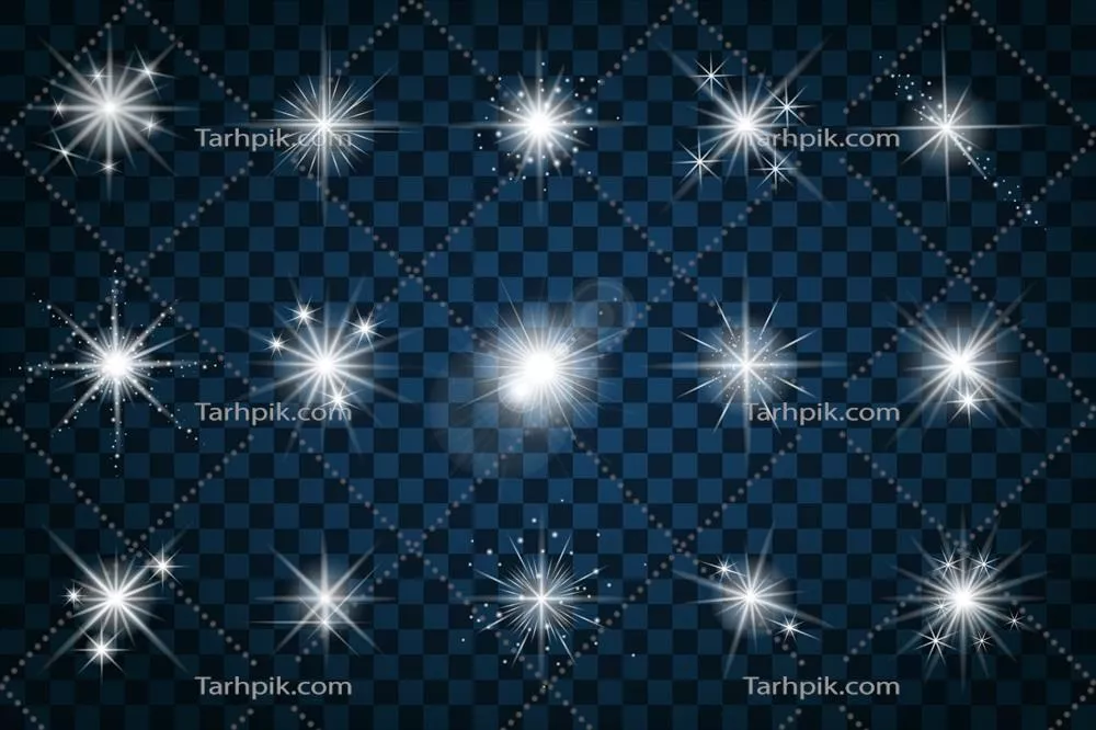 وکتور اِلِمان نوری با عناصر درخشان، ستاره ها و اثرات درخشش و جرقه ها