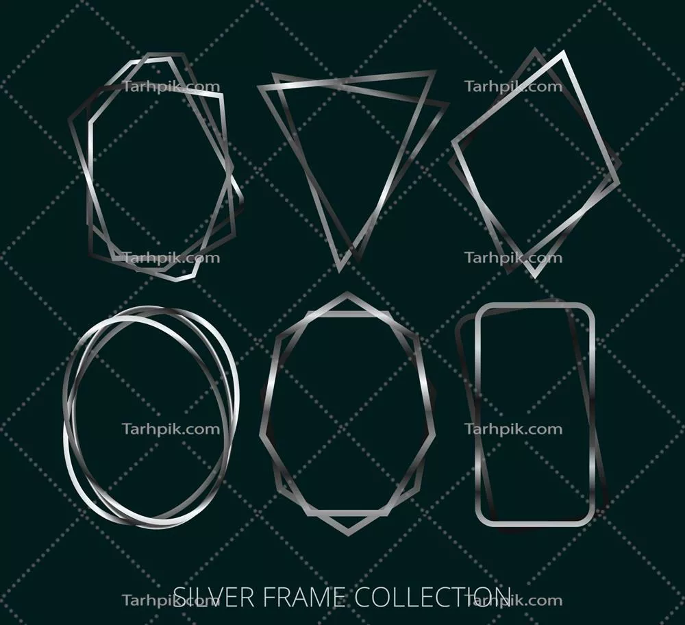 بسته وکتور قاب نقره‌ای براق برای طراحی‌های مدرن و زیبا