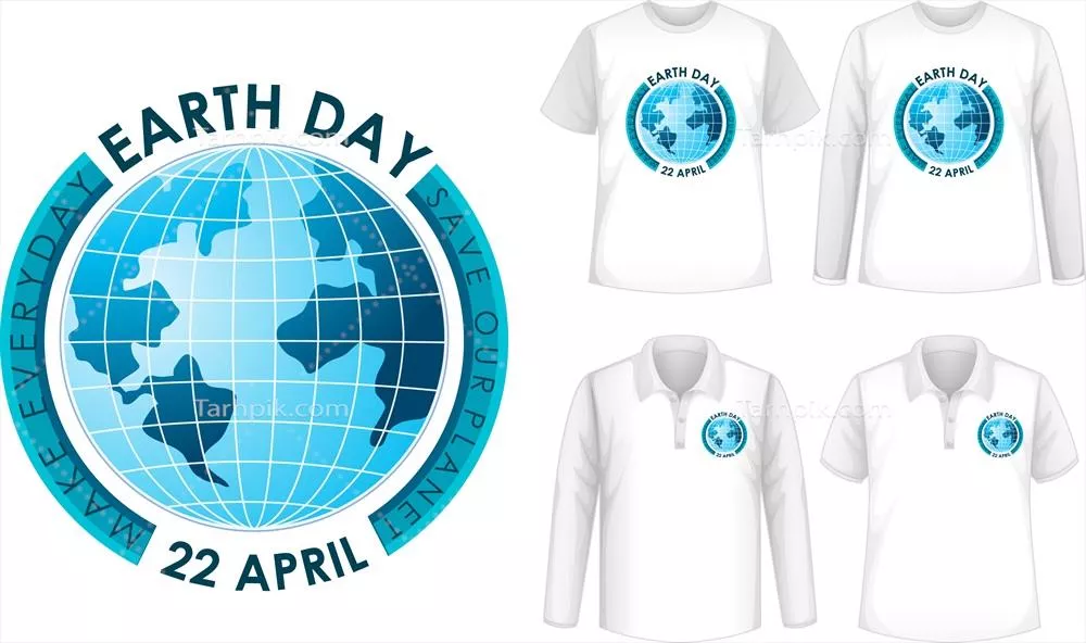 وکتور تی‌شرت با طراحی روز زمین - الگوی مخصوص روز زمین