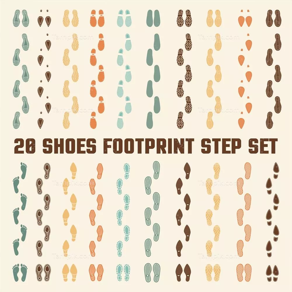 مجموعه وکتور آثار پا رنگارنگ برای طراحی و نمایشی زیبا