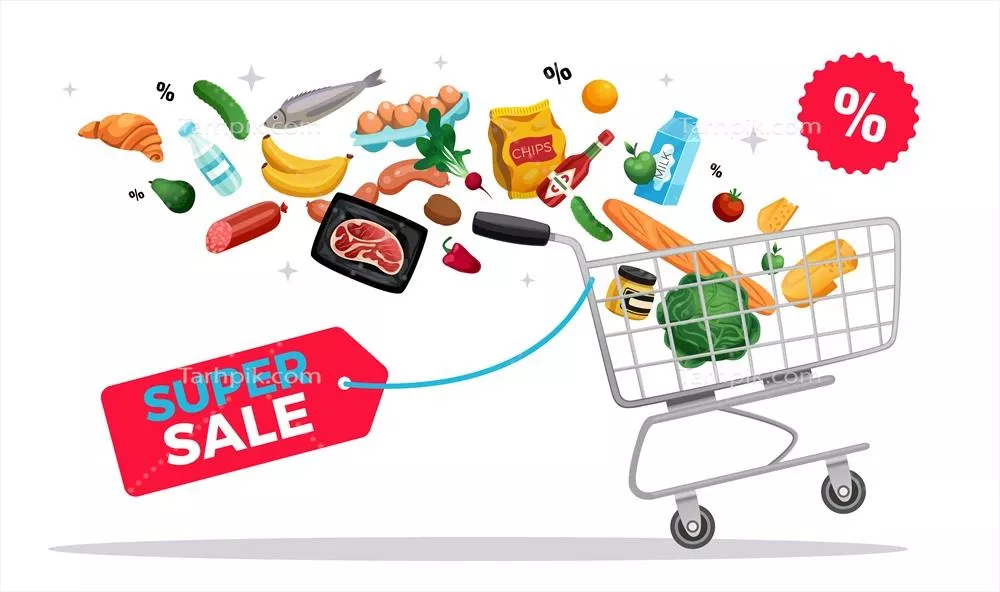 تصویر وکتوری سبد خرید با مفهوم صفر پسماند و دوستدار محیط زیست