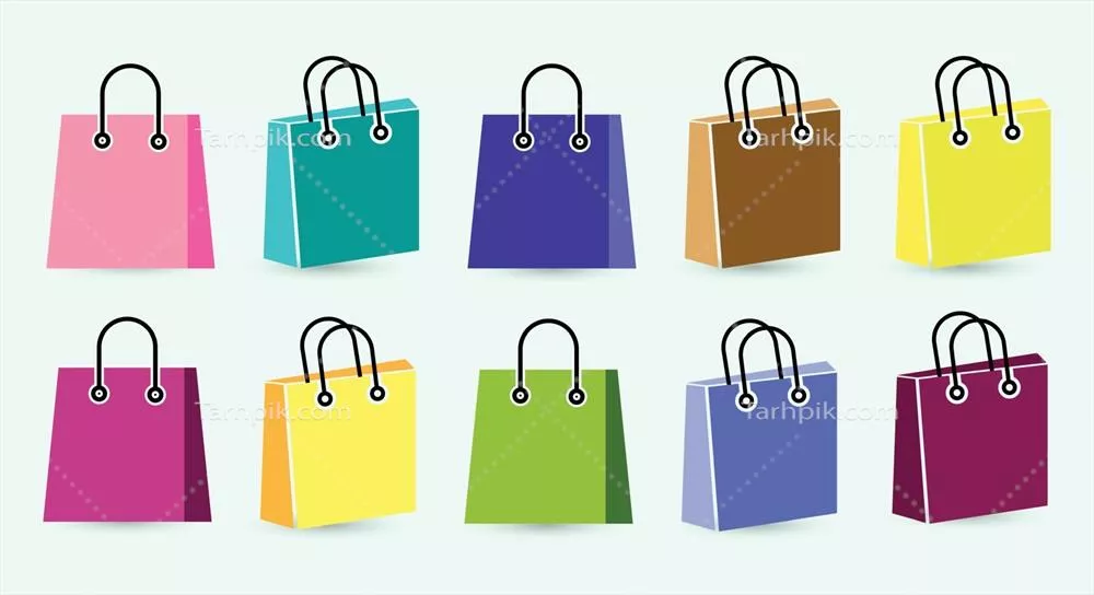 مجموعه آیکون های کیف خرید و بسته بندی - طراحی وکتور
