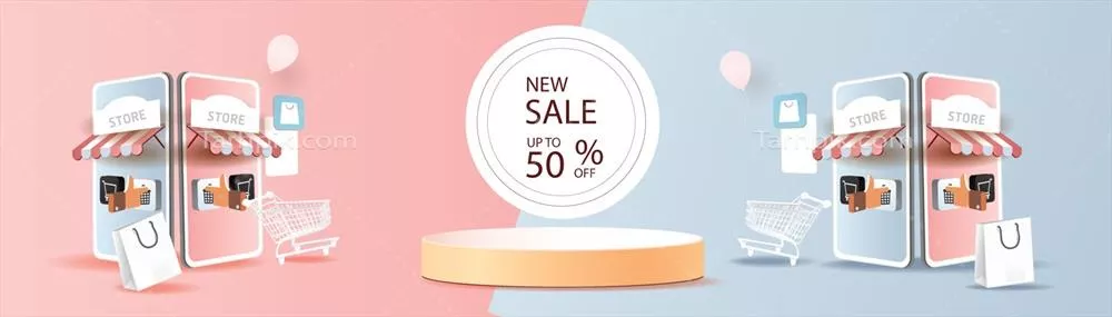 وکتور خرید آنلاین با تلفن همراه: هنر کاغذی مدرن رنگ صورتی با پایه