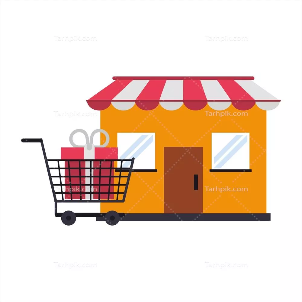 وکتور ایجاد فروشگاه اینترنتی با نمادهایی از جعبه هدیه در طراحی گرافیکی