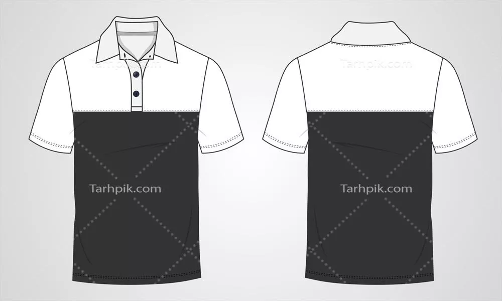 وکتور طراحی مد فنی برای پیراهن پولوشورت آستین کوتاه