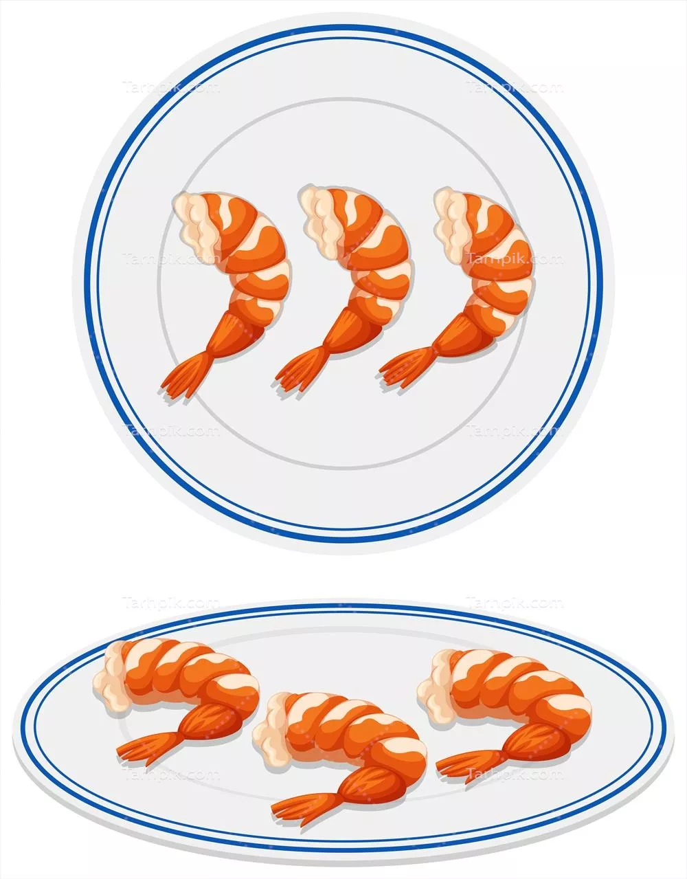 شما میتوانید از این طراحی وکتور با میگوهای سفید در یک ظرف لذت ببرید