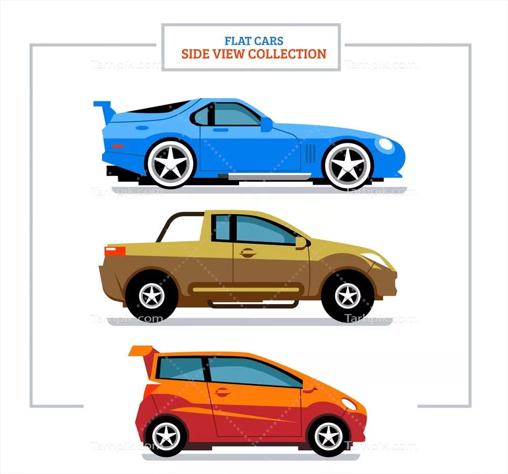 طراحی وکتور ماشین‌های مدرن با دید جانبی و واقع‌گرایانه