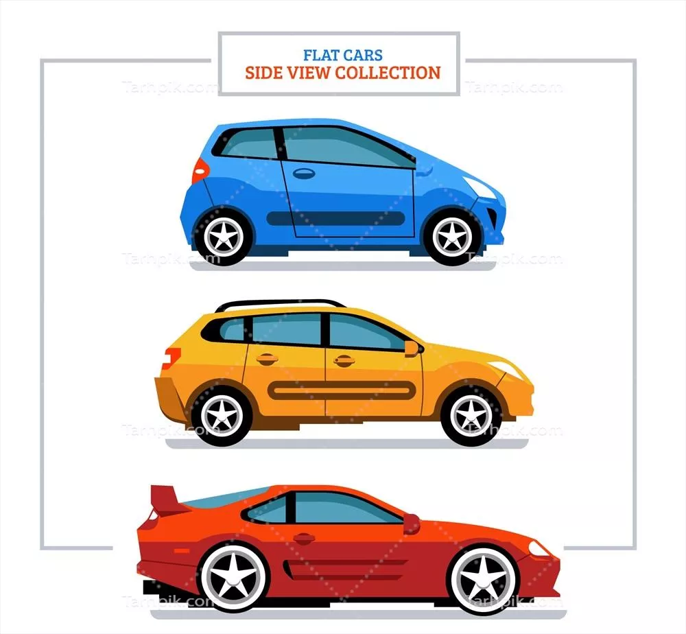 نمودار واقعی خودروهای نمای جانبی به صورت وکتور