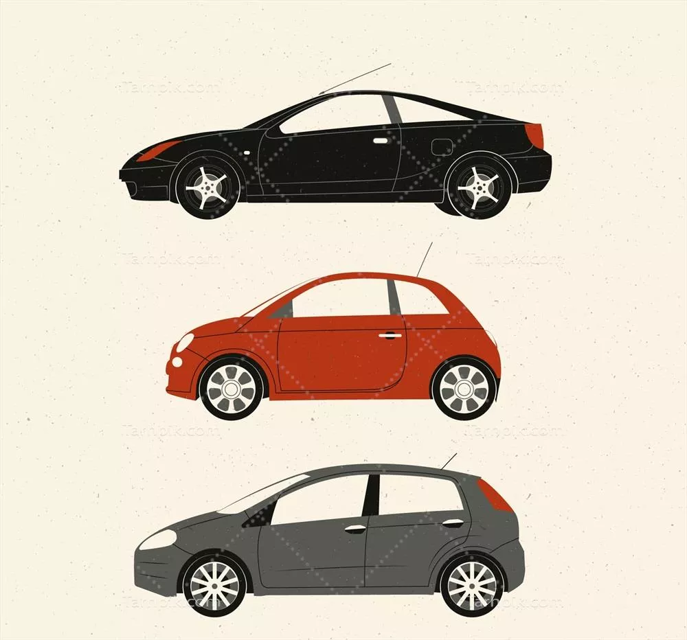 نمای جانبی سه واگن تخت – وکتور گرافیکی با کیفیت بالا