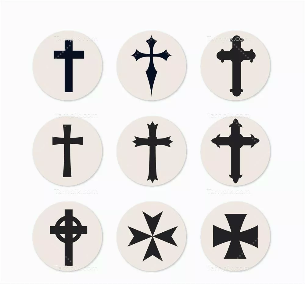 مجموعه وکتورهای سیلوئت صلیب مسیحی - دو طرح منحصر به فرد