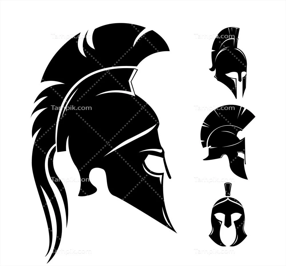 کالاهای سیلوئت کلاهخود اسپارتی - مجموعه وکتوری (۲ عدد)