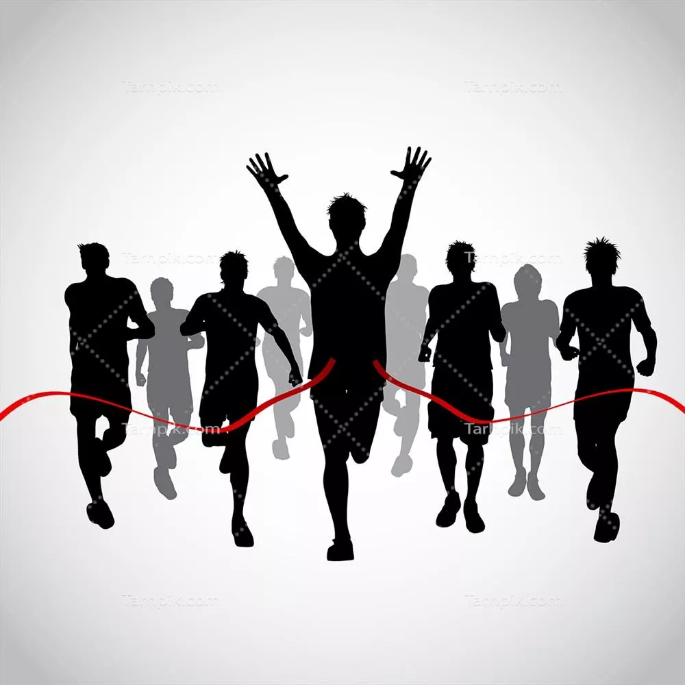 شکل‌های سیاه‌نما از مردان در حال مسابقه: طراحی و وکتورهای ورزشی