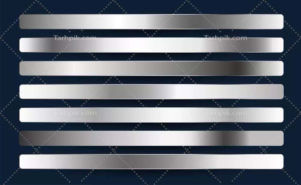 مجموعه گرادیان های فلزی نقره ای، کروم، پلاتین و آلومینیوم به صورت وکتور