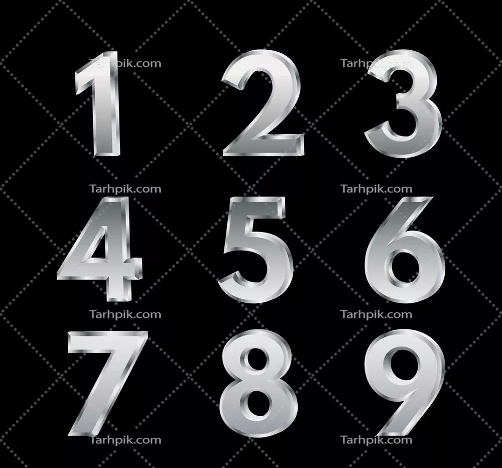 مجموعه وکتور اعداد نقرهای با طراحی زیبا و منحصر به فرد