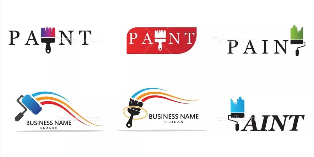 وکتور نماد لوگو با طراحی ساده و رنگی از قلممو و رنگها