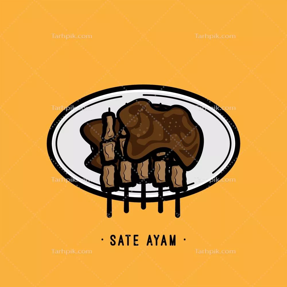 طراحی ساده دستی از غذاهای آسیایی به صورت وکتور با جزئیات زیبا