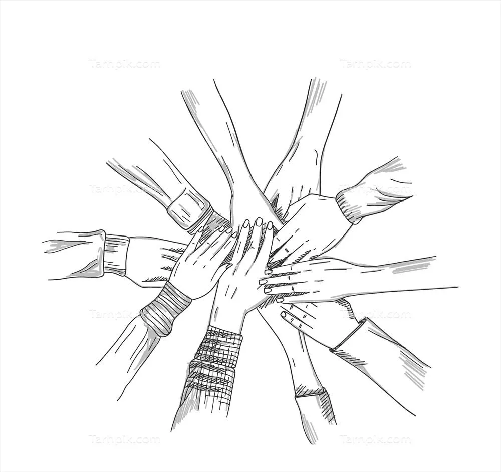 طراحی وکتور از دستانSketchy در حال همکاری با یکدیگر