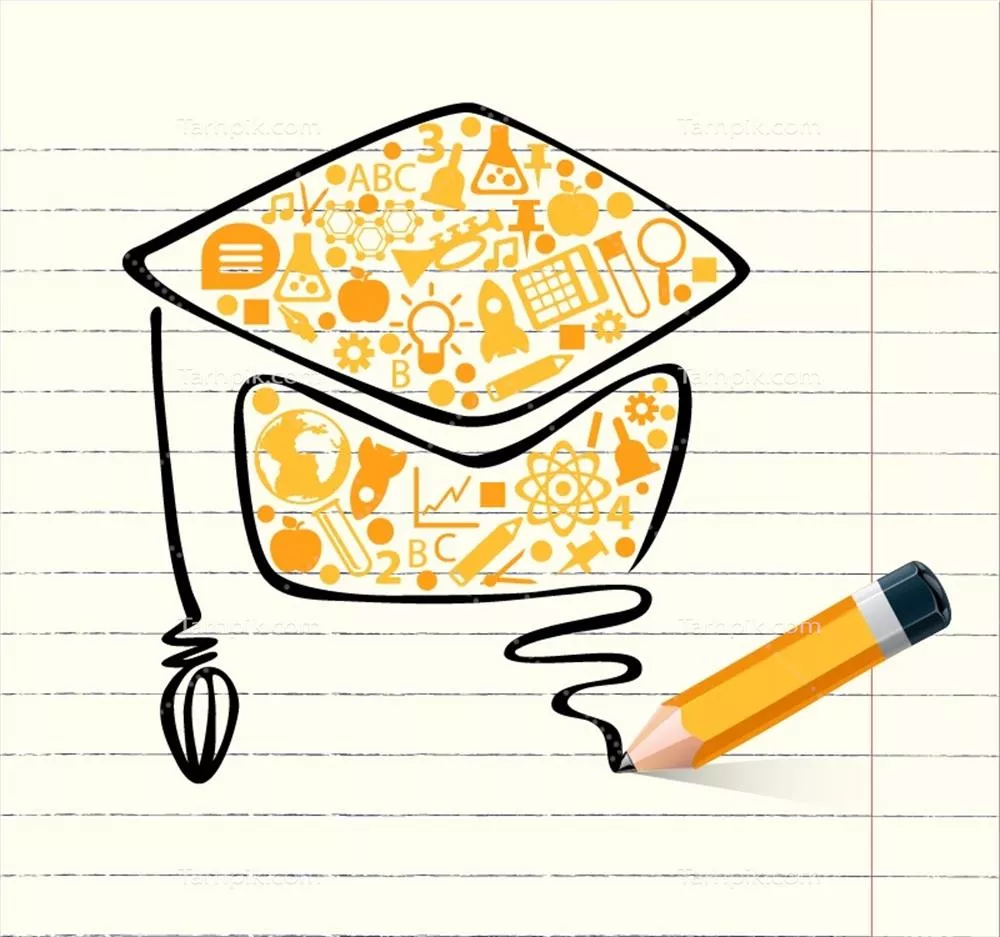 وکتور کلاه فارغ‌التحصیلی به صورت طراحی دست‌ساز و غیررسمی