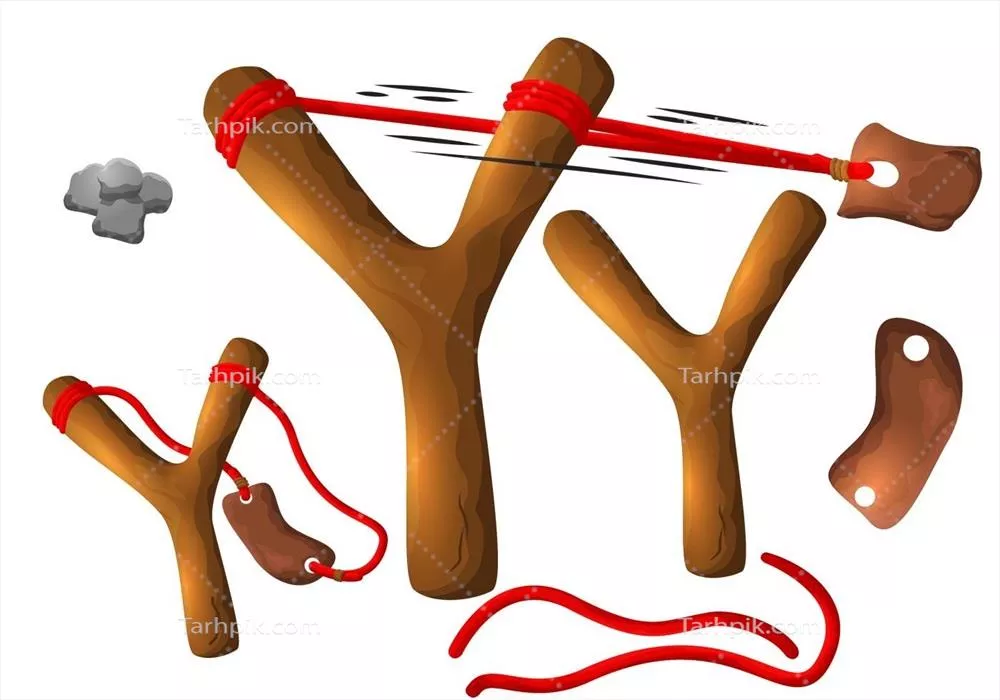 بسته اسلینگ شات برای کودکان شامل وکتورهای اسلینگ شات و سنگها