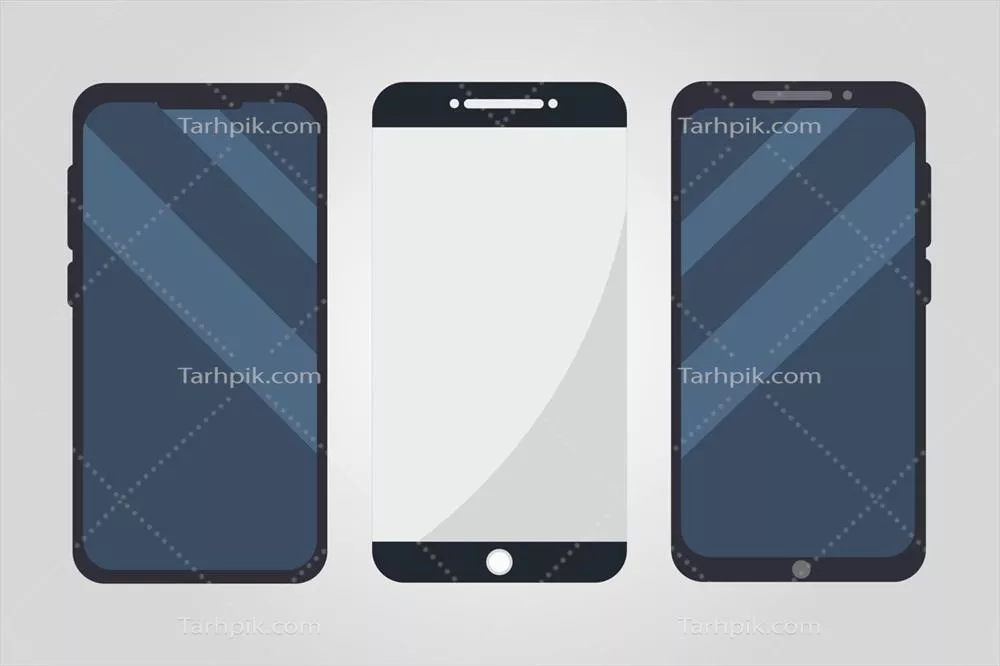وکتور نرمافزار مجموعهای از شبیهسازیهای گوشی هوشمند با صفحهنمایش خالی