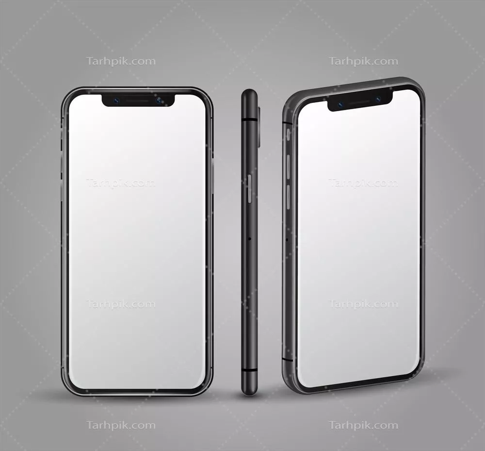 تصویر واقعگرایانه از اسمارتفون با نماهای مختلف به سبک وکتور