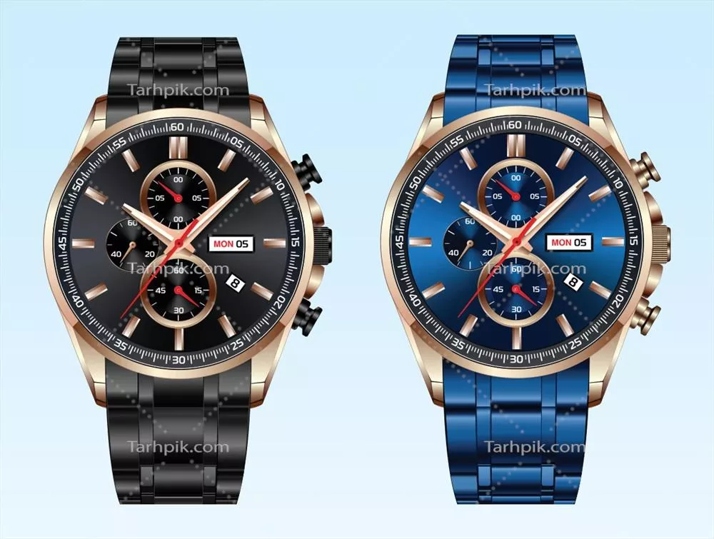 وکتور مجموعه ساعتهای هوشمند با نمادهای واقعگرایانه در پسزمینه سفید