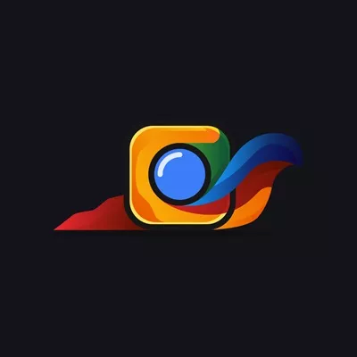 وکتور طراحی لوگوی رنگارنگ برای دوربین و حلزون: یک هنر زیبا
