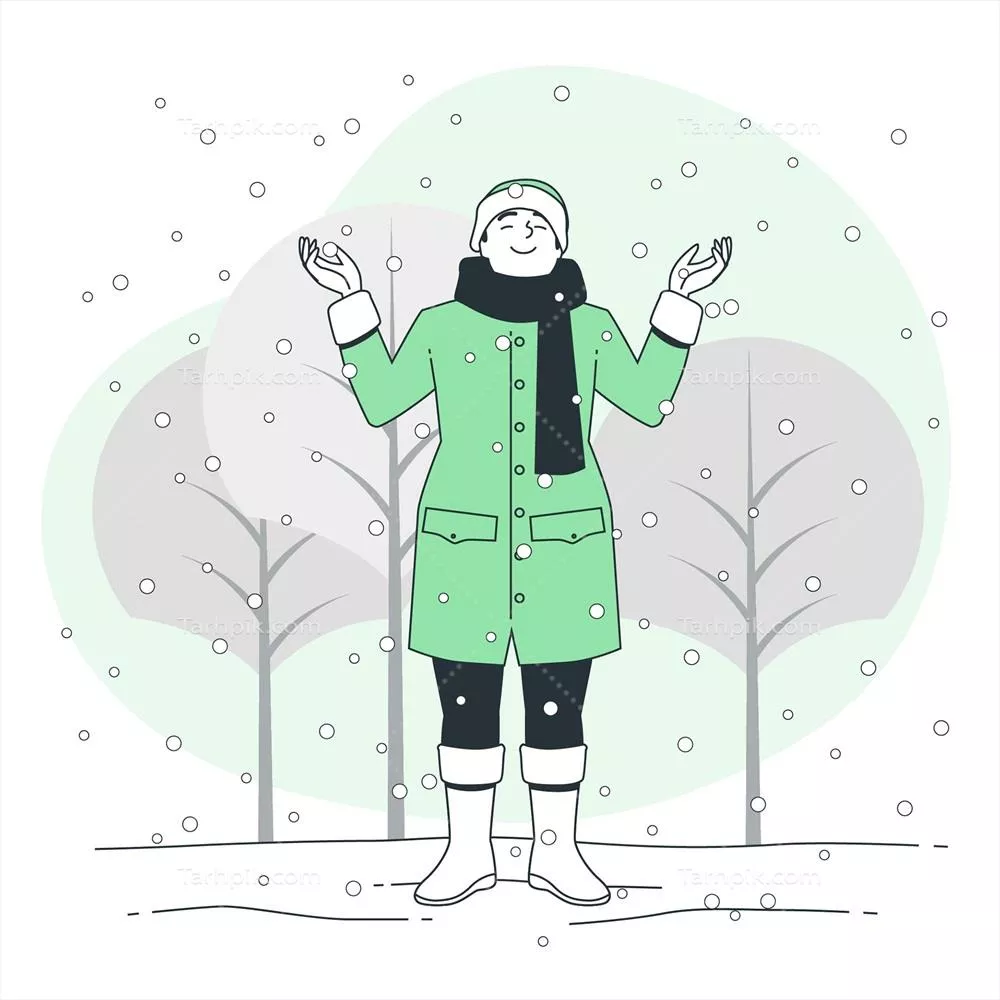 تصویر مفهومی از بارش برف به صورت وکتور با جزئیات زیبا و جذاب