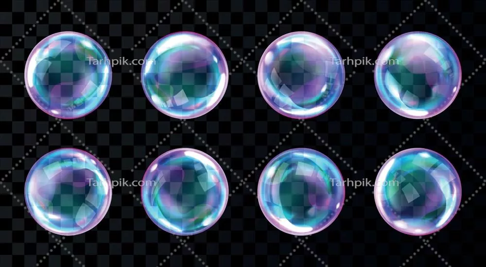 وکتور بخارهای صابون رنگین که در نور و سایه های زیبا می درخشد