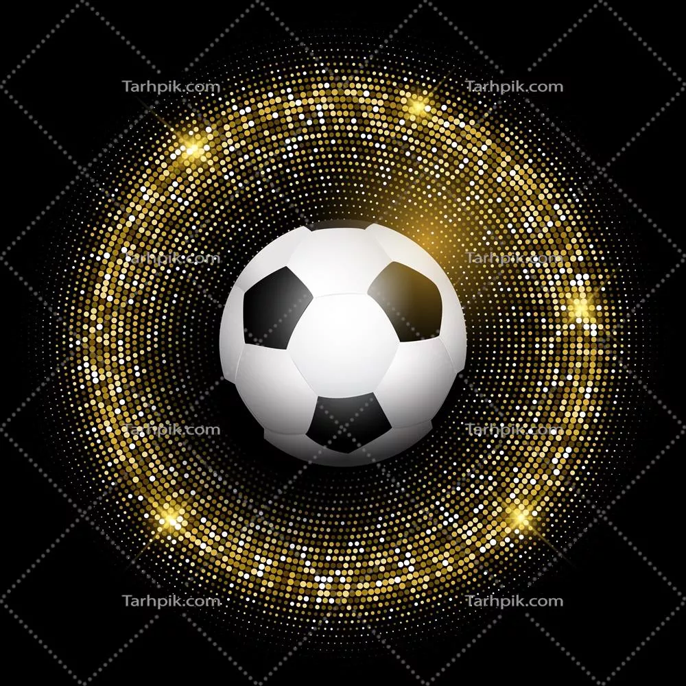 توپ فوتبال براق با پس زمینه طلایی وکتور زیبا و جذاب