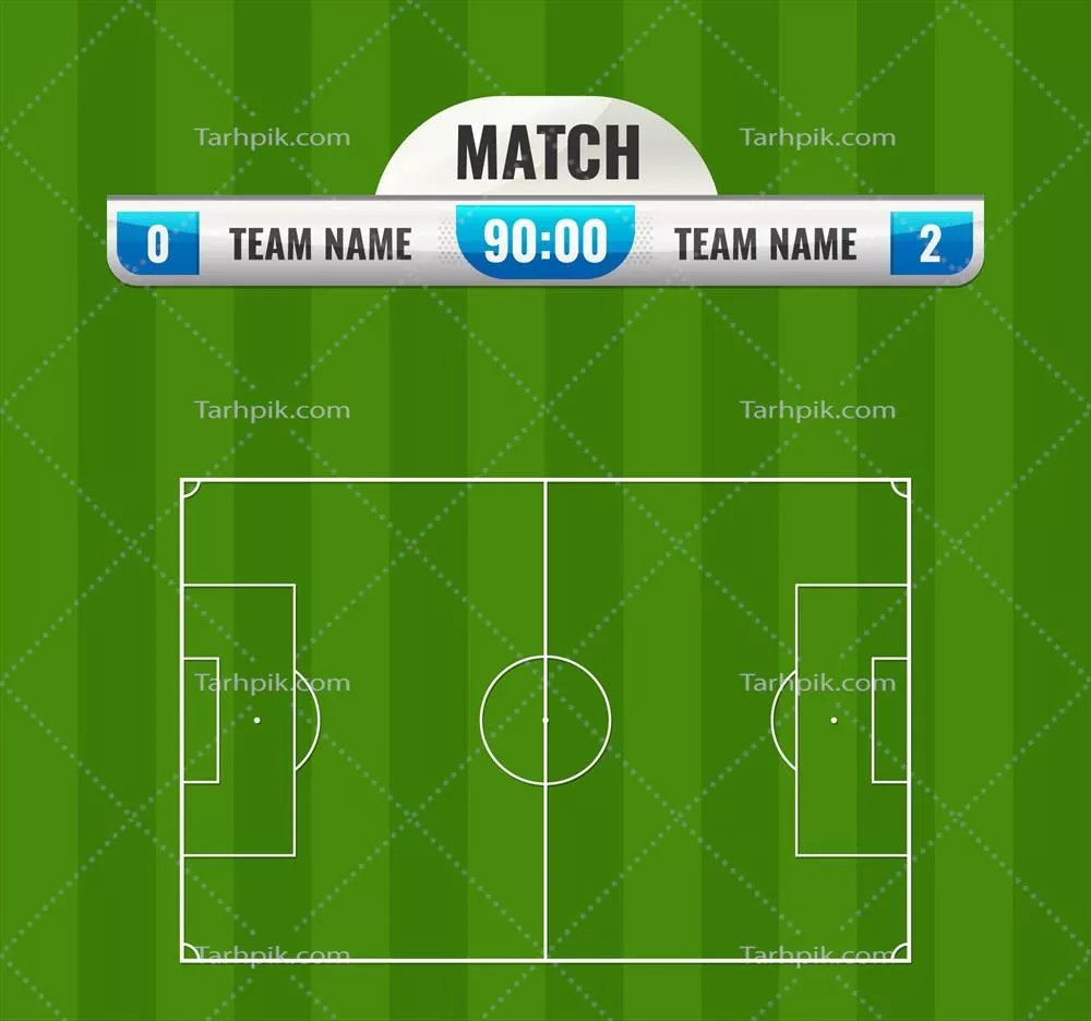 زمینه زمین فوتبال با تابلو امتیازات و طراحی وکتور