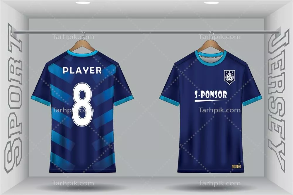 وکتور نمونهکار پیراهن فوتبال در استودیو با طراحی و جزئیات ویژه