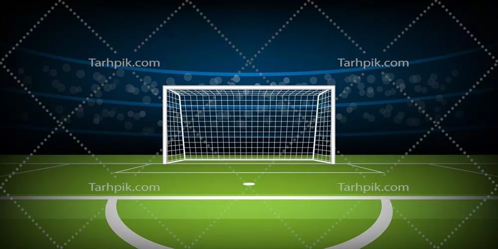 تصویر وکتوری از استادیوم فوتبال با دروازه و موقعیت ضربه پنالتی