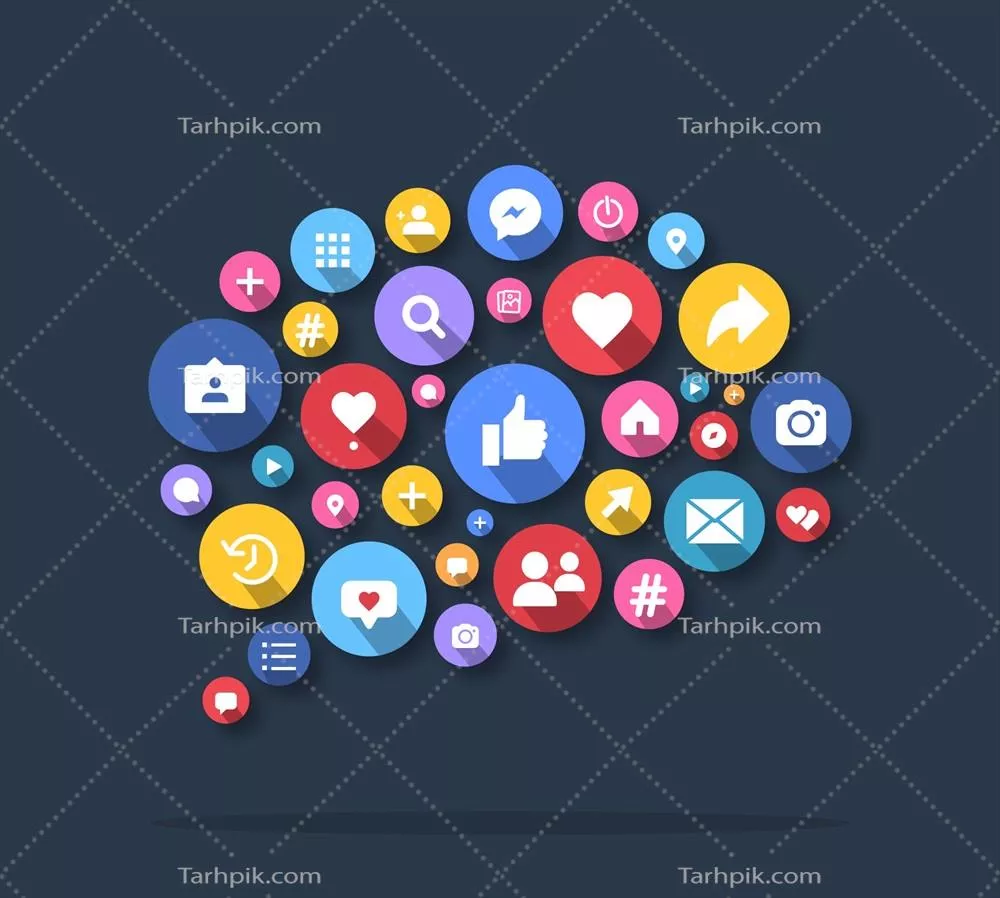 عناصر رسانههای اجتماعی به شکل ابر در سبک وکتور و مسطح