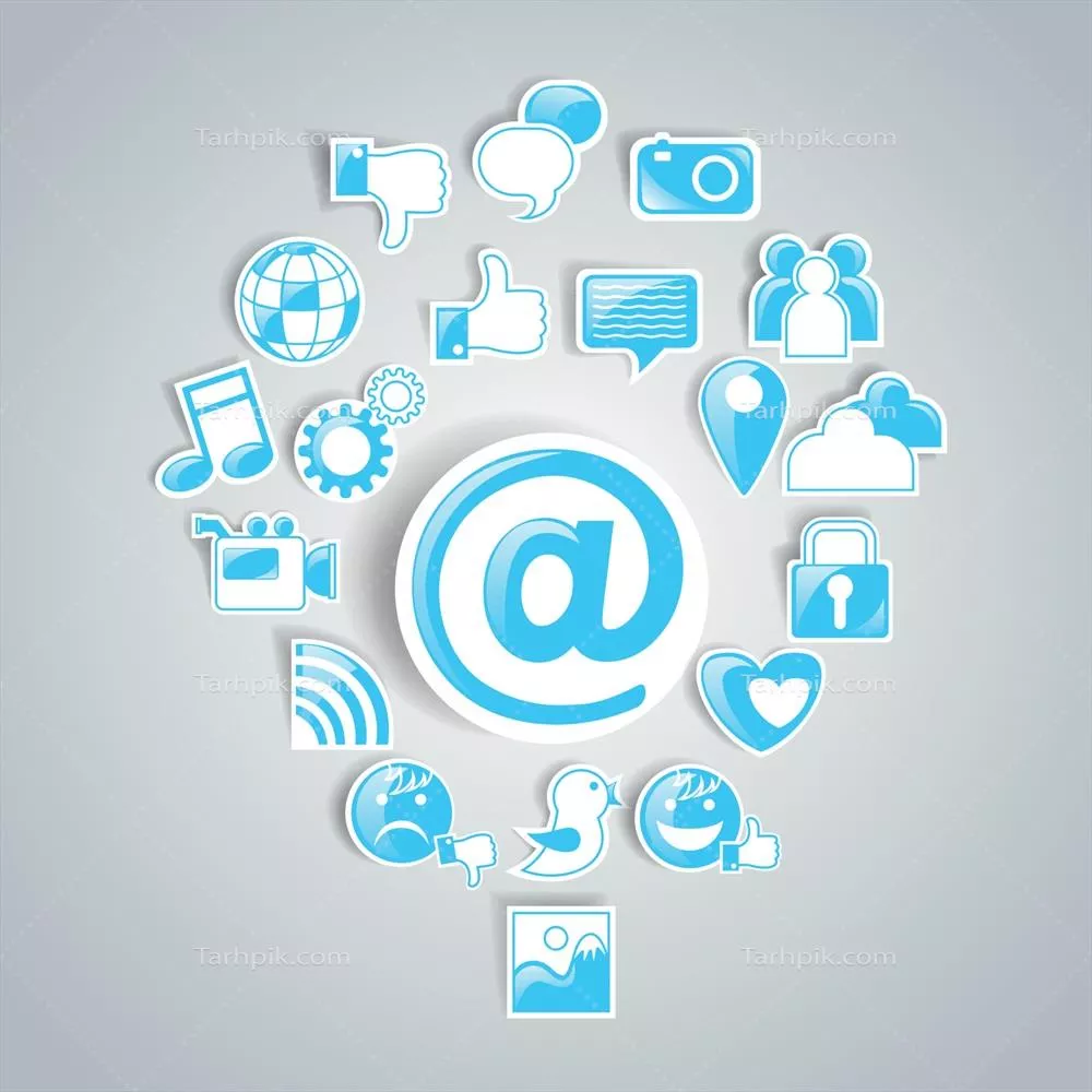 وکتور آیکون های رسانه های اجتماعی برای ارتباط یا پس زمینه های زیبا و کارآمد