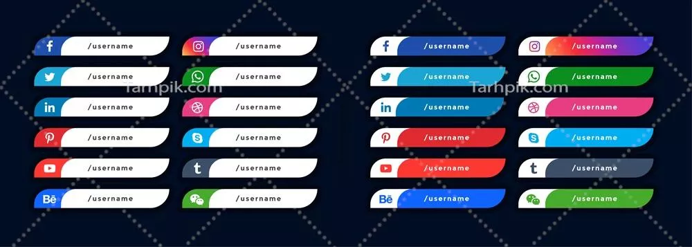 بanners پایین صفحه با آیکون‌های رسانه‌های اجتماعی - وکتور