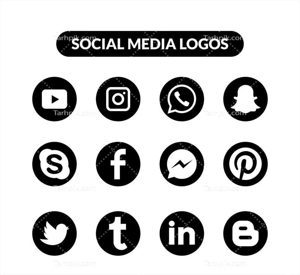 مجموعه آیکون های وکتور لوگوهای شبکه های اجتماعی (10 عدد)