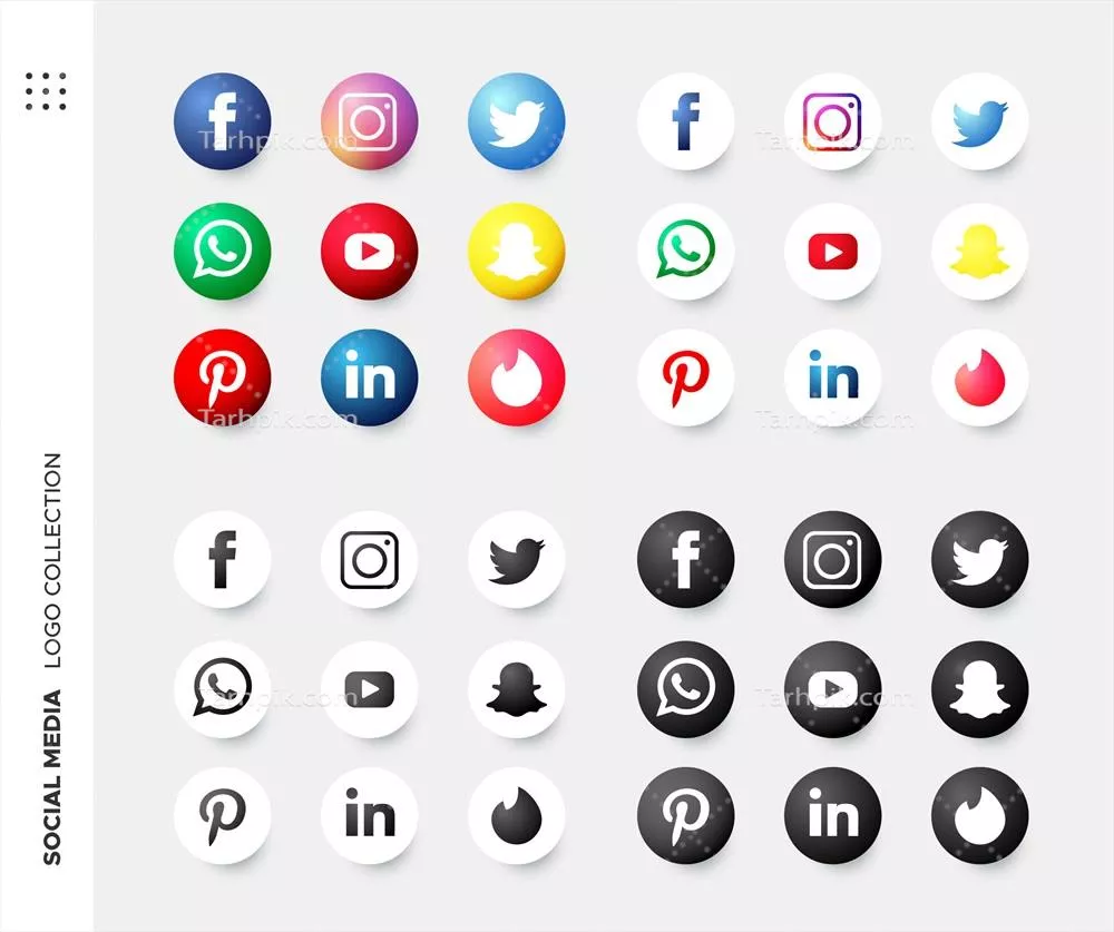 مجموعه لوگوهای رسانههای اجتماعی (۱۳ مورد) بصورت وکتور