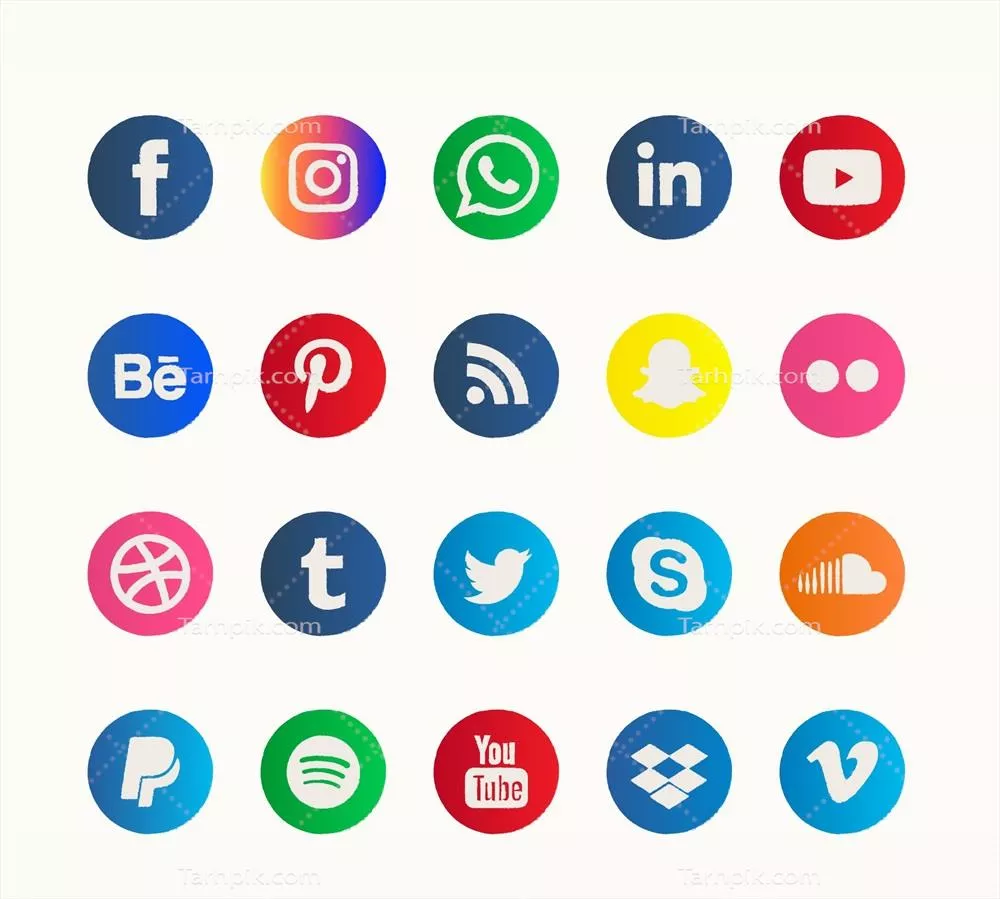 مجموعه وکتور لوگوهای شبکه‌های اجتماعی به تعداد 15 عدد